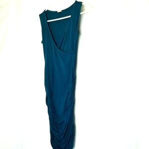 Dharma trading co Teal Crossover Front ruched sides stitching broken on Chest XS